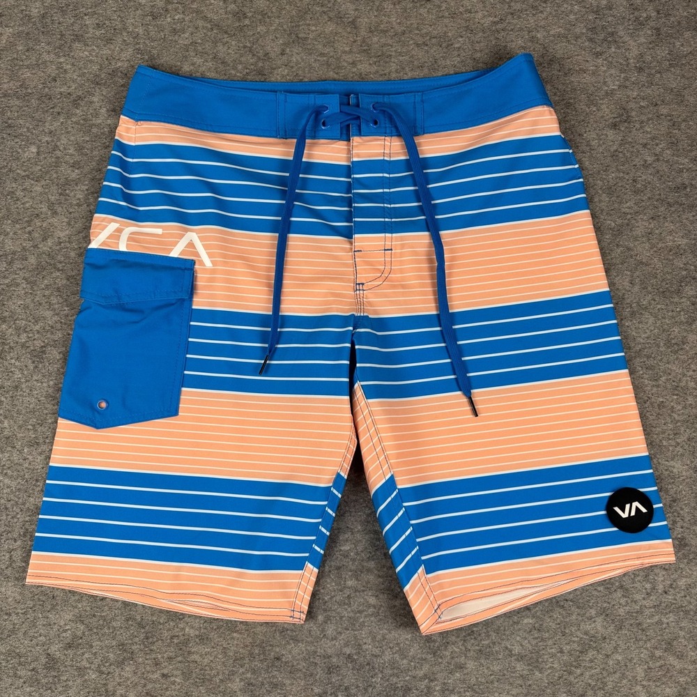 RVCA Industry Swim Board Shorts Pocket Blue Melon Mens 31
